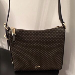 Calvin Klein Brown Monogram Crossbody with Gold Accents